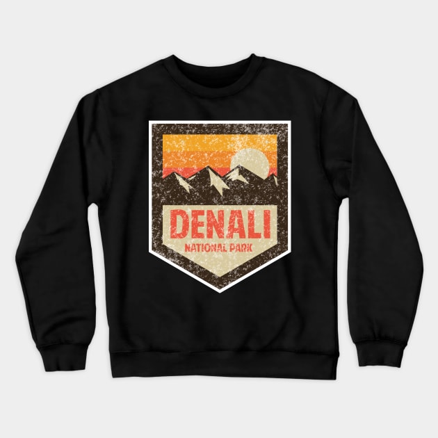 Denali National Park Retro Sticker Crewneck Sweatshirt by roamfree